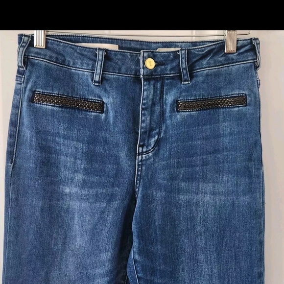 Pilcro And The Letterpress Stet Leather Trim Pockets High Rise Jeans Size 28 - Picture 3 of 10